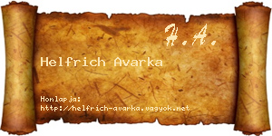 Helfrich Avarka névjegykártya